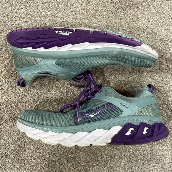 Women's Hoka One One Arahi 2 Size 6.5B Seafoam Green And Purple Gym Trainers‎ - Picture 2 of 10